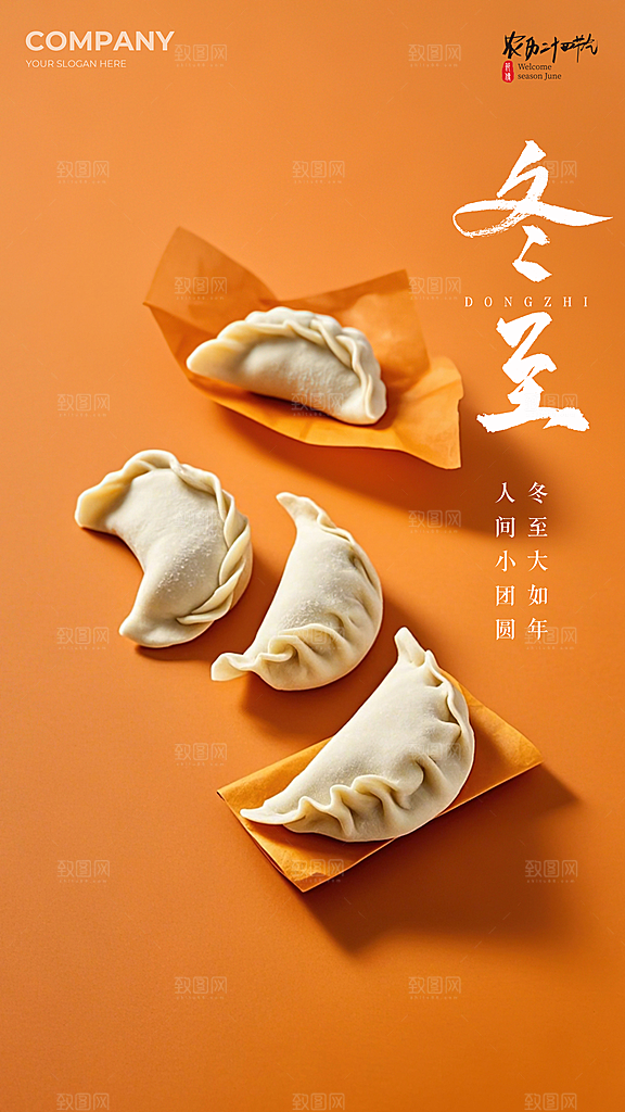 冬至插画节日简约大气唯美节气海报