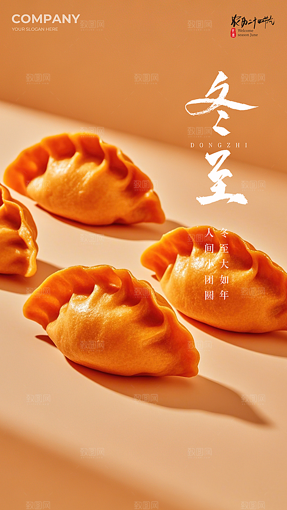 冬至插画节日简约大气唯美节气海报
