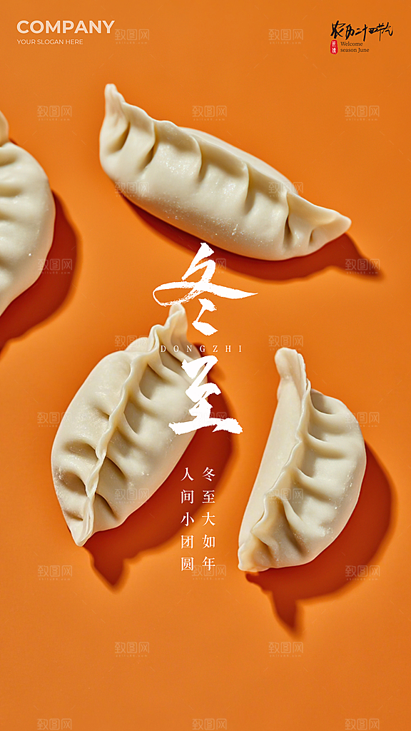 冬至插画节日简约大气唯美节气海报