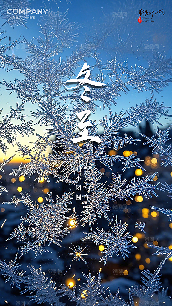 冬至唯美节气简约节日插画大气海报