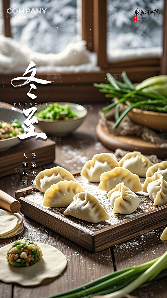 冬至唯美节气简约节日插画大气海报