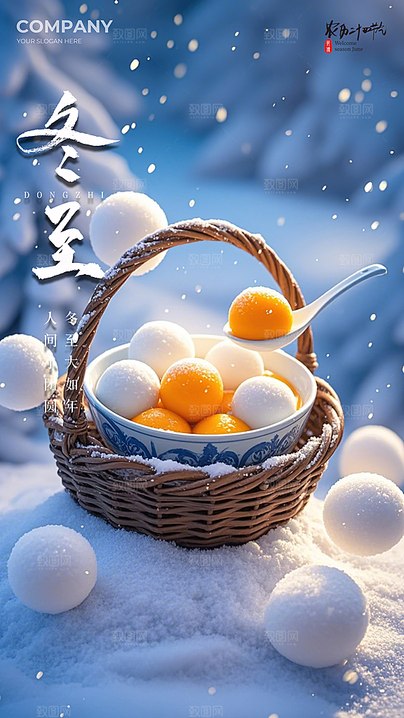 冬至节日插画节气简约唯美大气海报