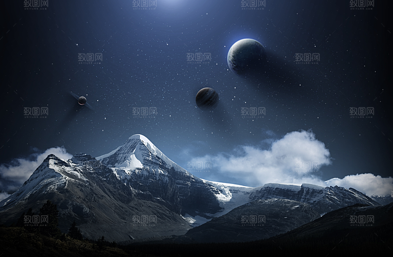 科幻星球星空创意背景