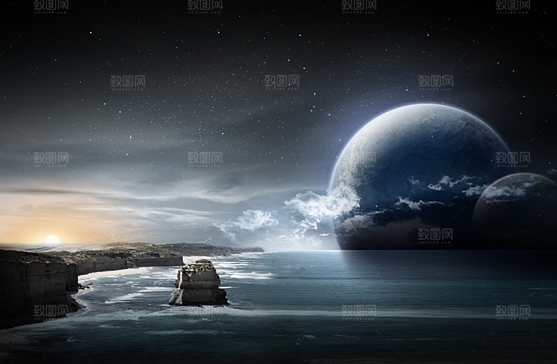 科幻星球星空创意背景
