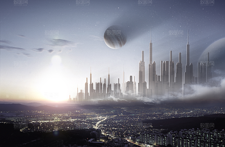 科幻星球星空创意背景