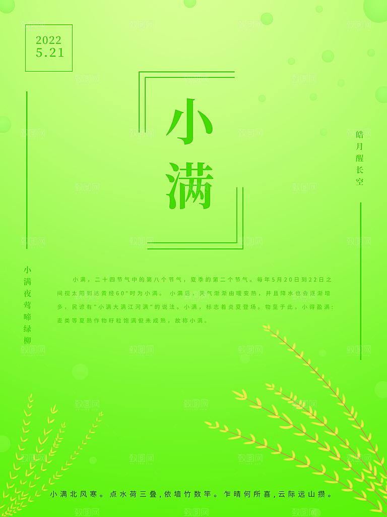 传统节气小满海报模板