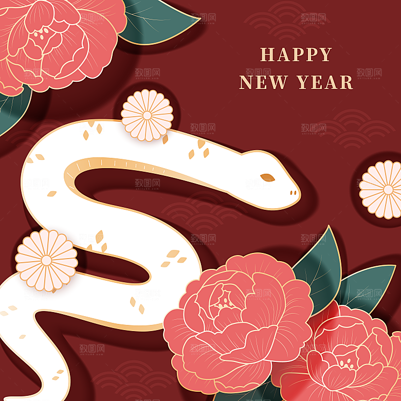 蛇年春节矢量素材