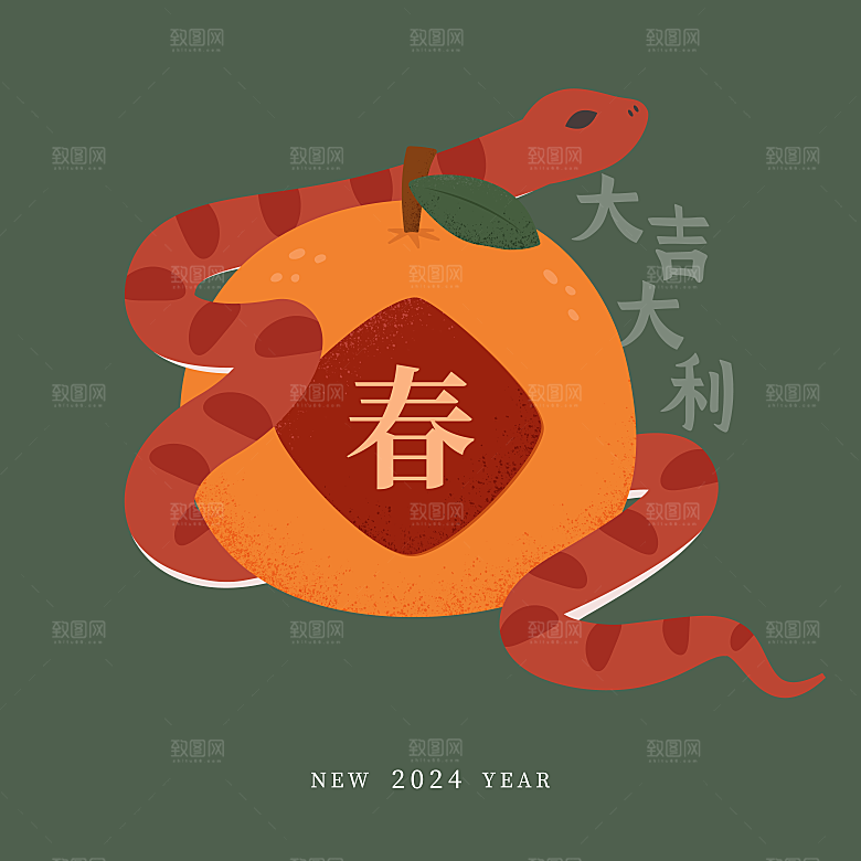 蛇年春节矢量素材