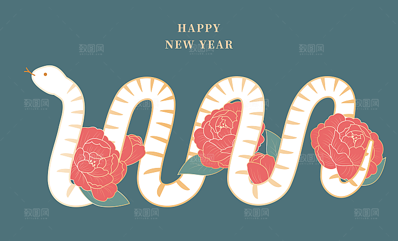 蛇年春节矢量素材