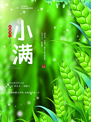 传统节气小满海报模板