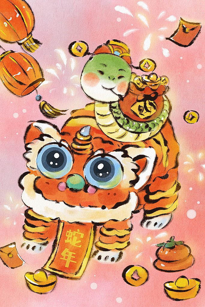 2025蛇年新年春节元旦展板海报模板