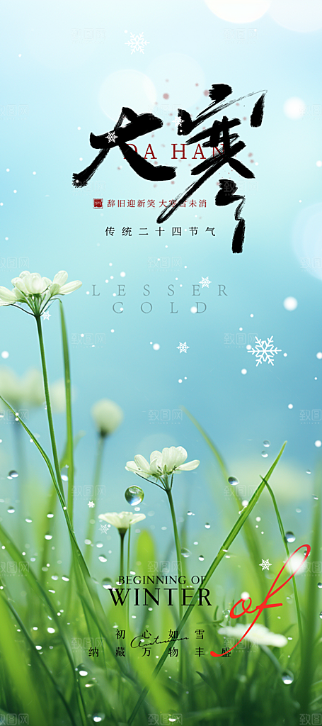 传统二十四节气大寒宣传活动海报