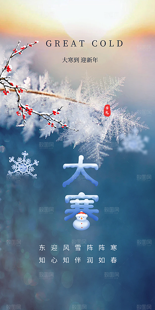 传统二十四节气大寒宣传活动海报