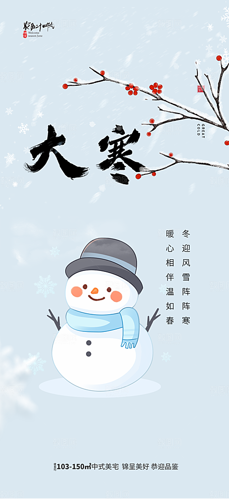 传统二十四节气大寒宣传活动海报