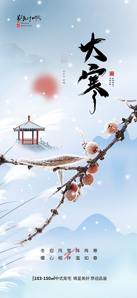 传统二十四节气大寒宣传活动海报