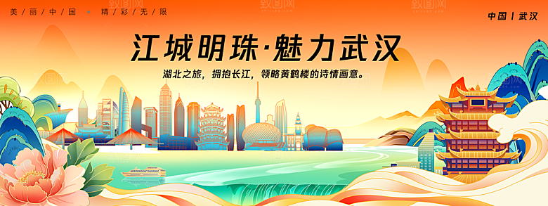 武汉城市旅游背景板
