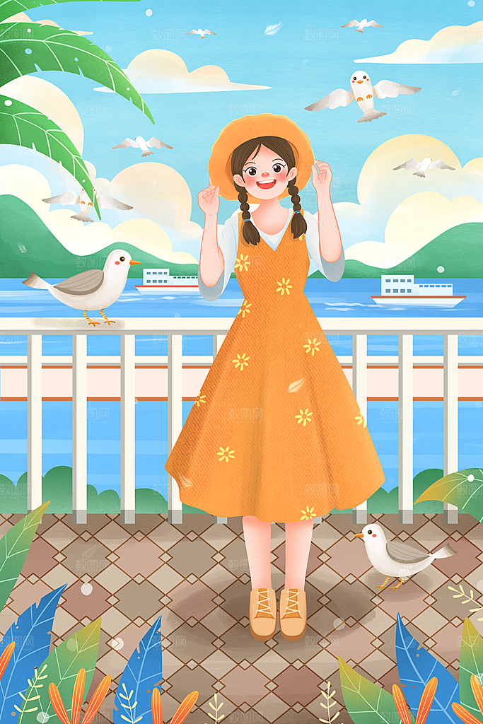 立夏插画宣传海报设计素材