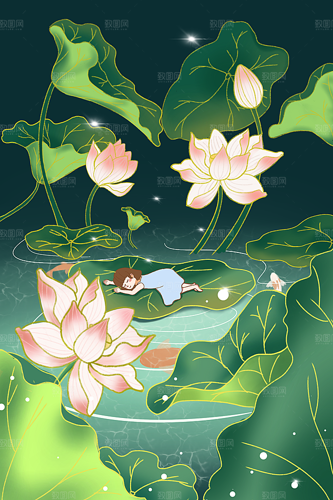 立夏插画宣传海报设计素材