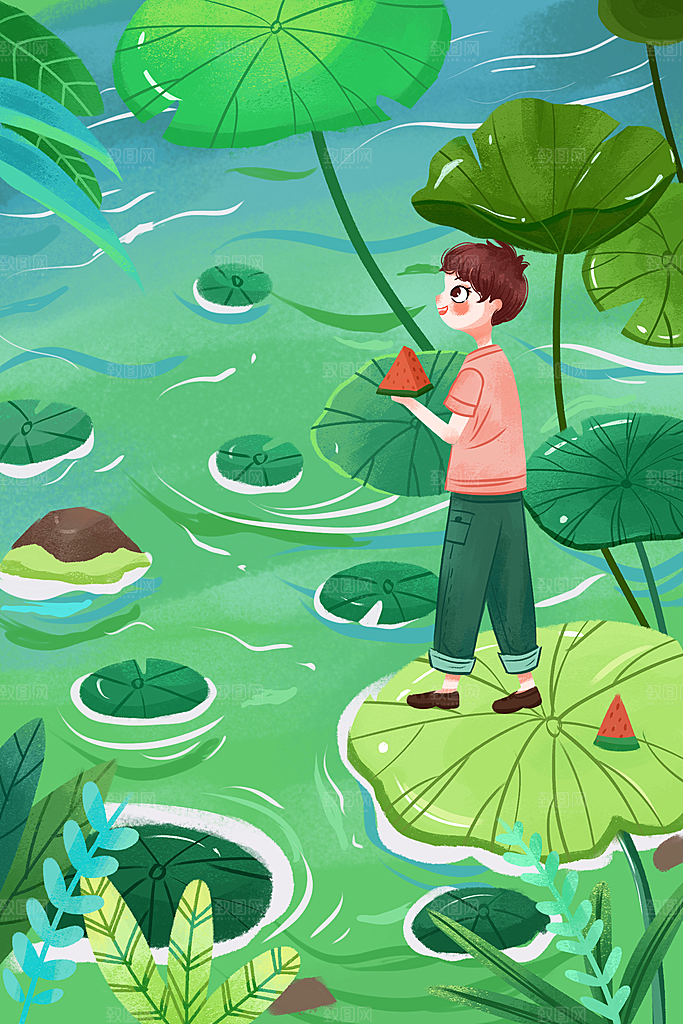 立夏插画宣传海报设计素材