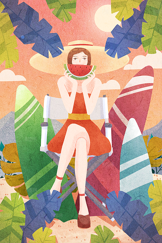 立夏插画宣传海报设计素材