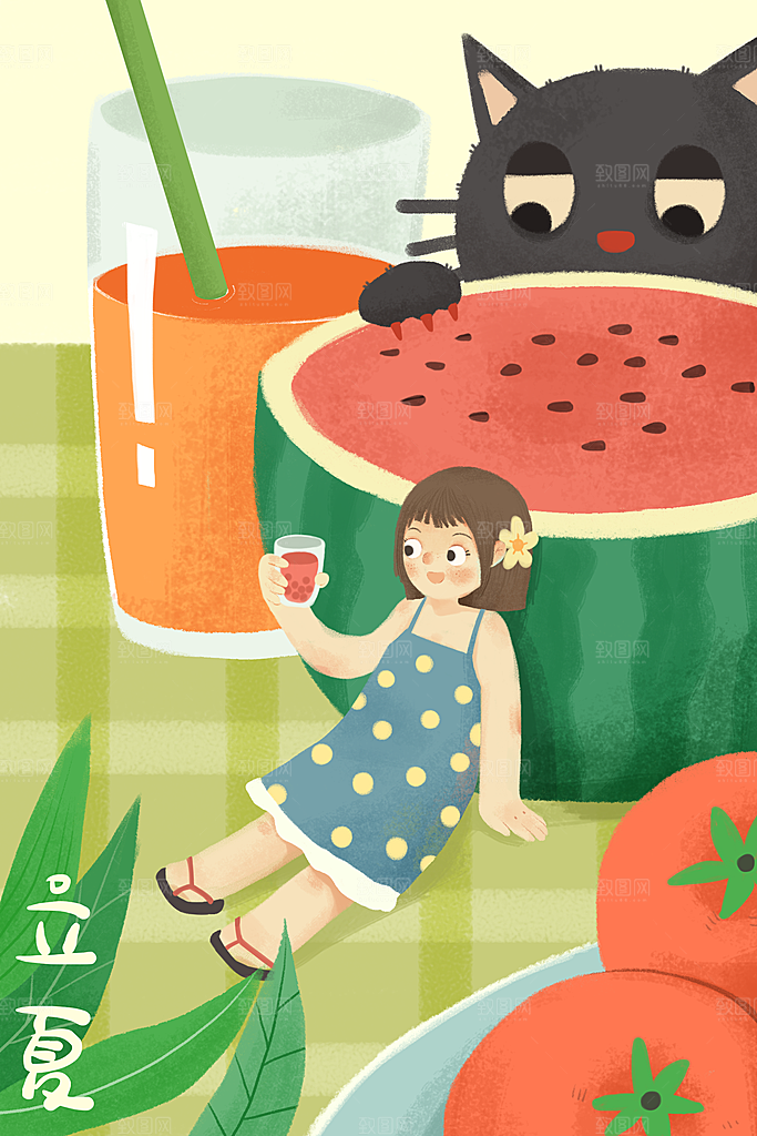 立夏插画宣传海报设计