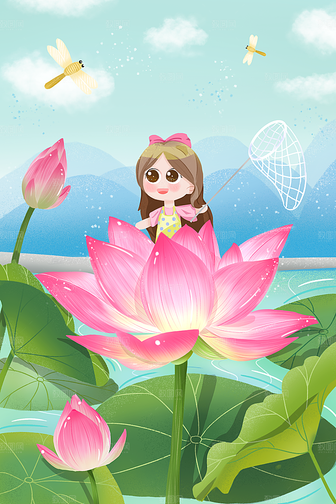 立夏插画宣传海报设计
