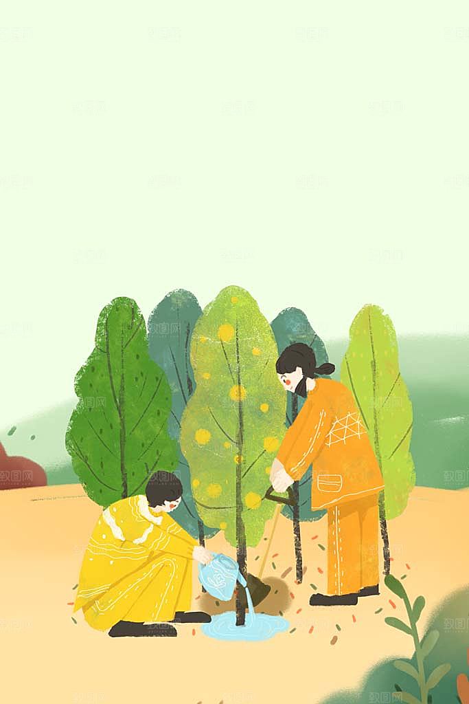 植树节插画海报设计