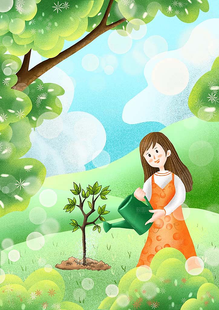 植树节插画海报设计素材