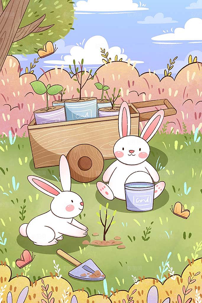 植树节插画海报设计