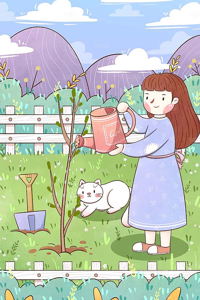 植树节插画海报设计