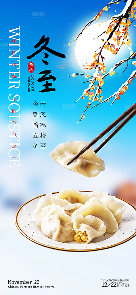 二十四节气冬至宣传活动海报