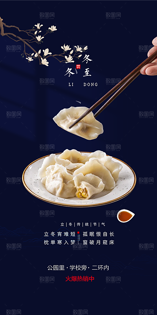 二十四节气冬至宣传活动海报