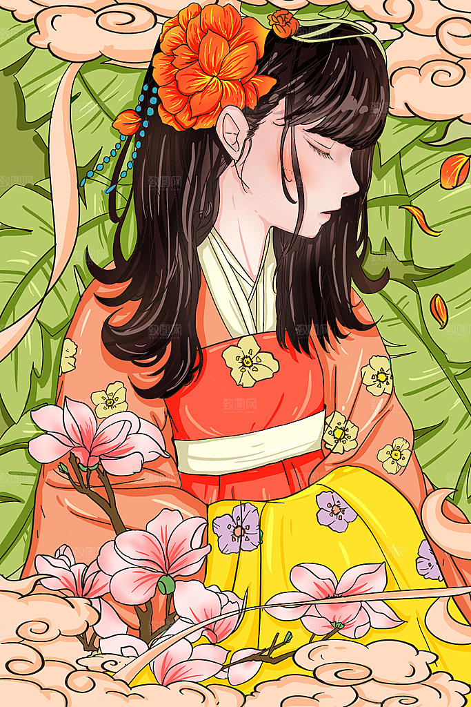 春分节气插画海报设计素材