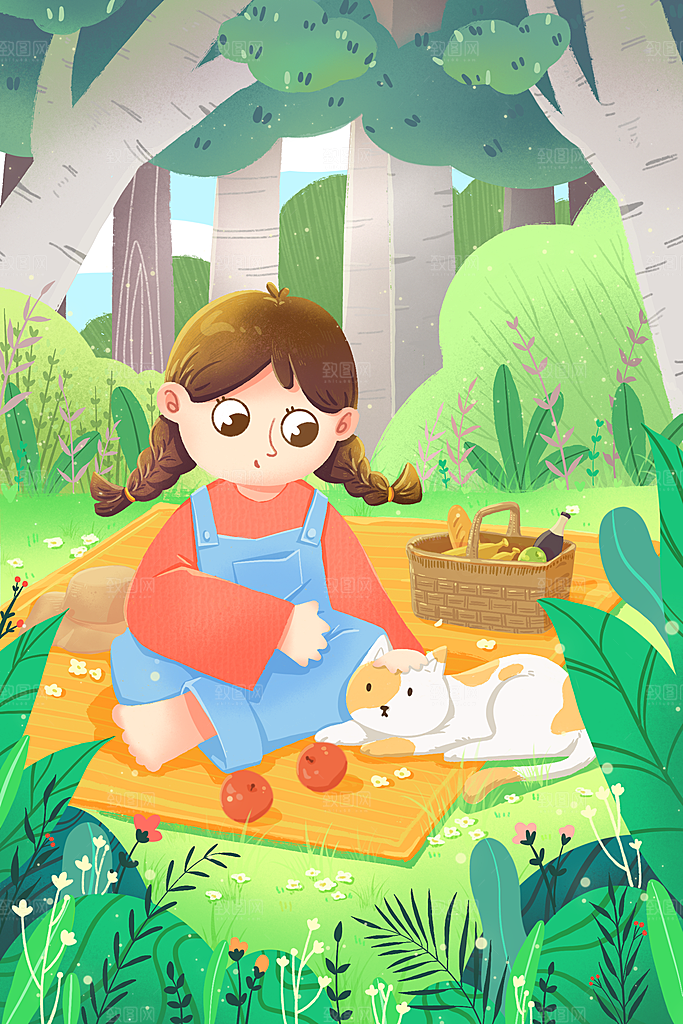 春分节气插画海报设计素材