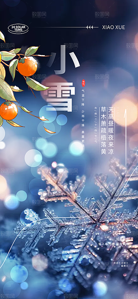 传统二十四节气小雪宣传活动海报