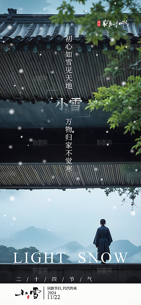 中国传统节气小雪简约海报