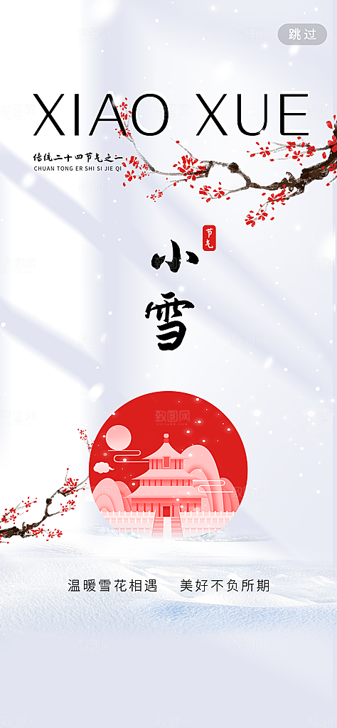 中国传统节气小雪简约海报