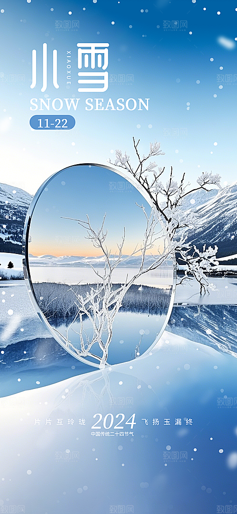 中国传统节气小雪简约海报