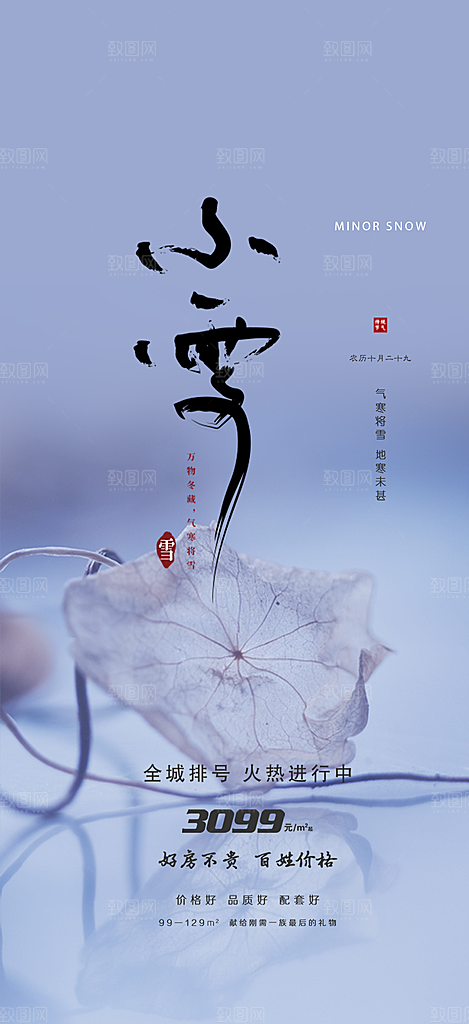 传统二十四节气小雪宣传活动海报