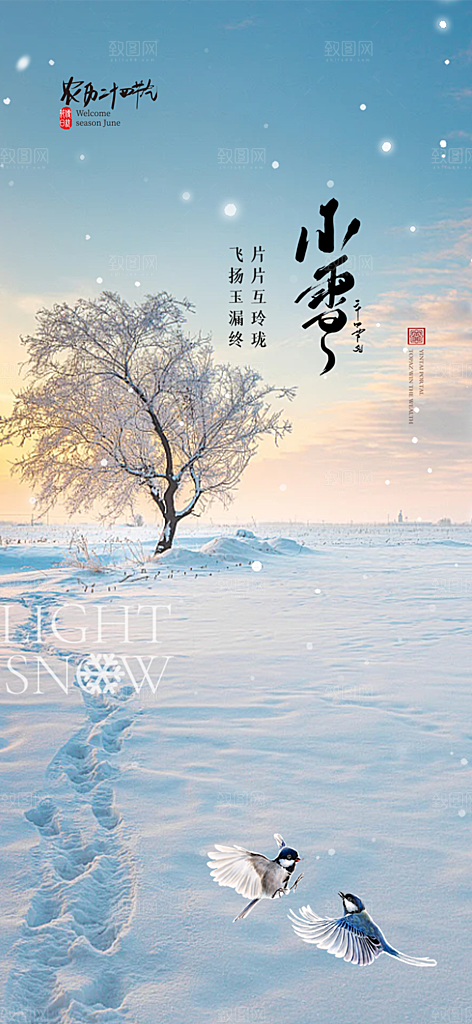 传统二十四节气小雪宣传活动海报