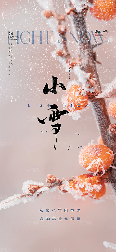 传统二十四节气小雪宣传活动海报
