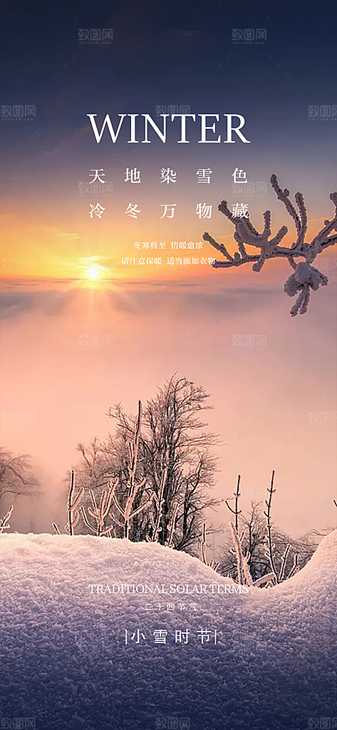 传统二十四节气小雪宣传活动海报