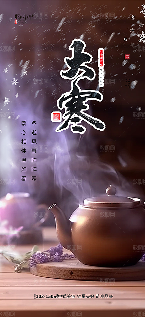 传统二十四节气大寒宣传活动海报