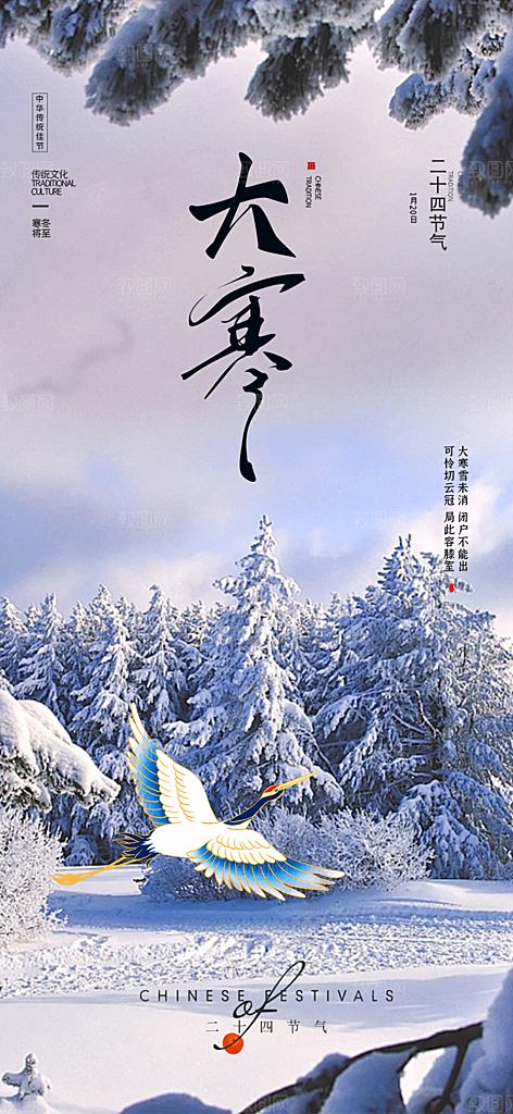 传统二十四节气大寒宣传活动海报