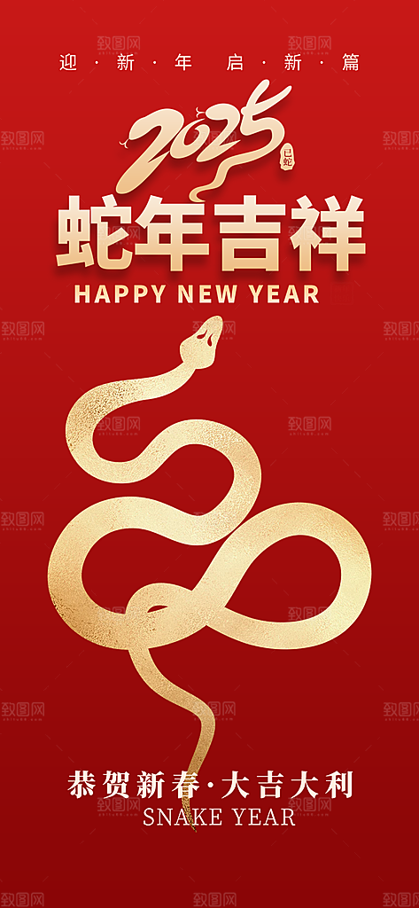 新年过年蛇年喜庆新春海报