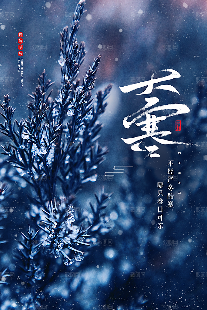 中国传统二十四节气大寒节气节日海报