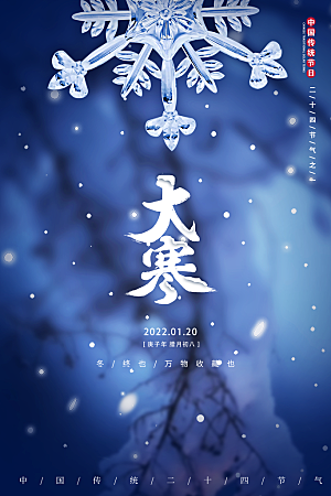 中国传统二十四节气大寒节气节日海报