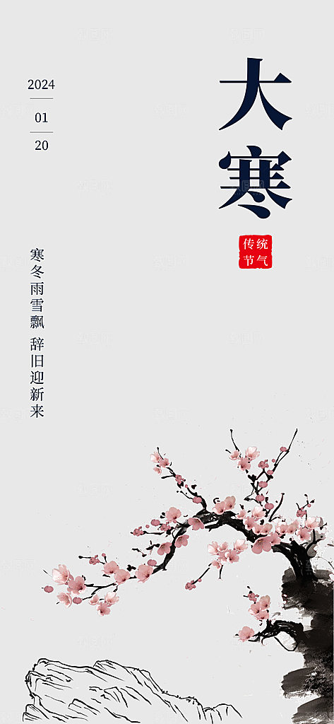 中国传统二十四节气大寒节气节日海报
