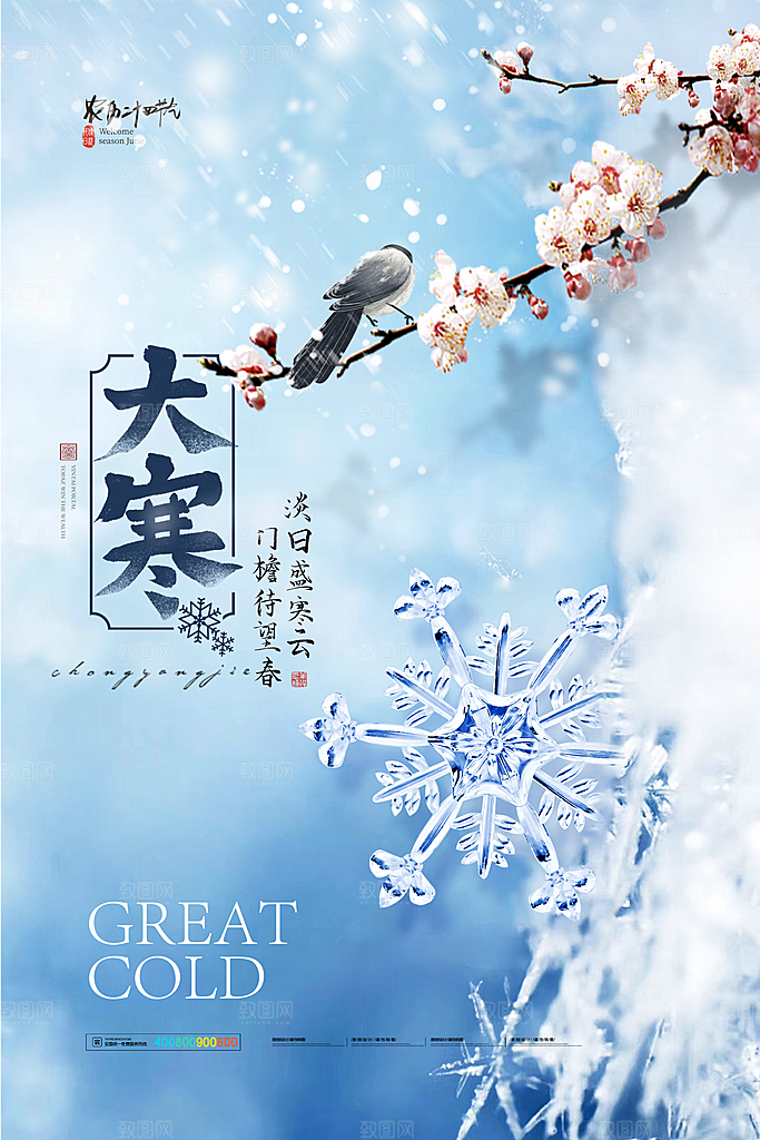 中国传统二十四节气大寒节气节日海报
