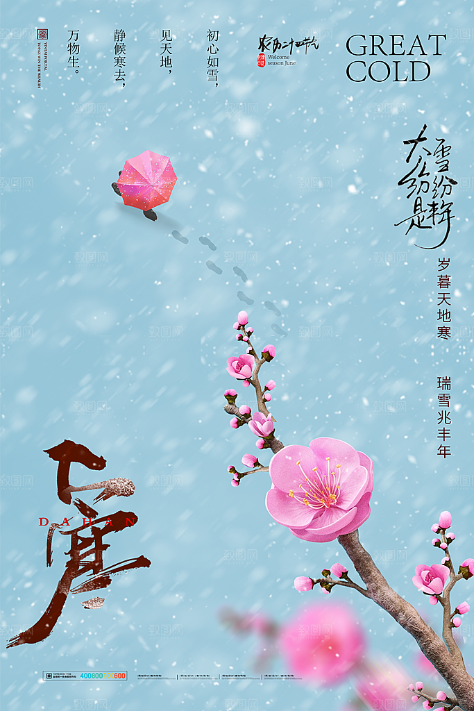 中国传统二十四节气大寒节气节日海报